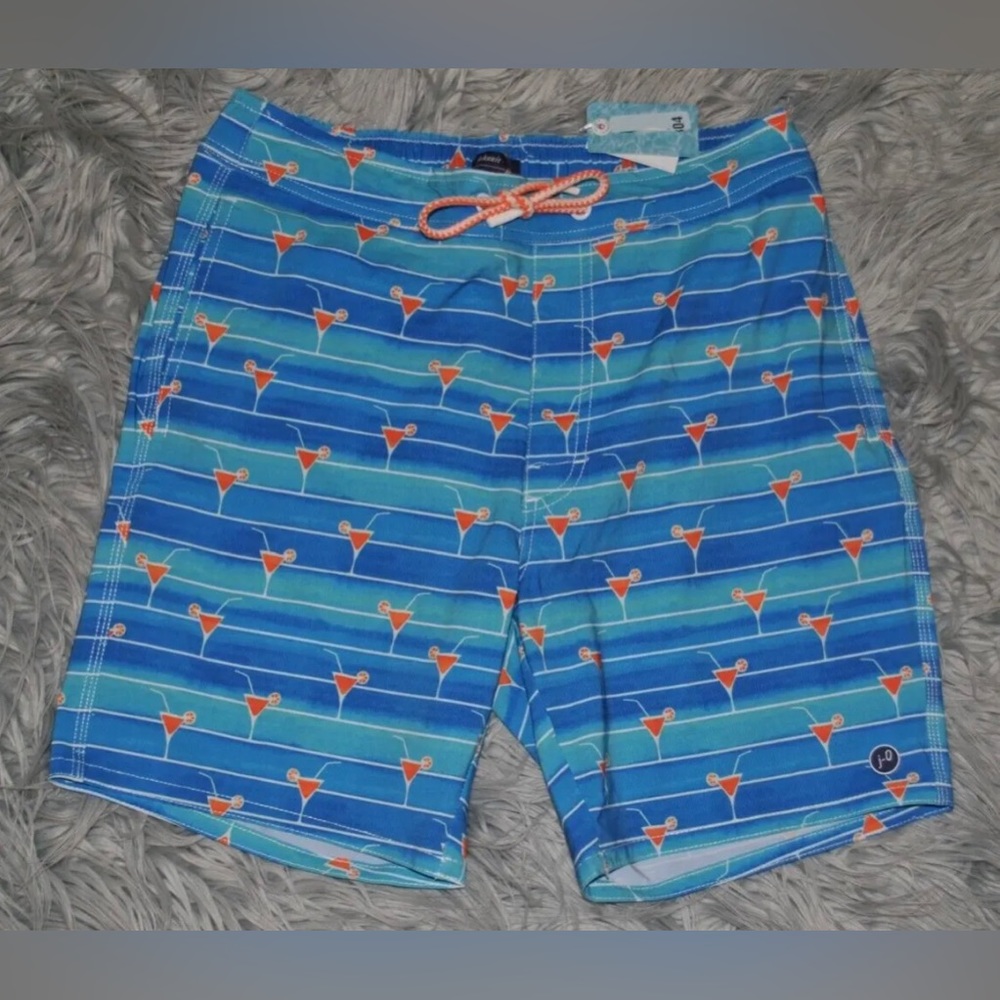 JOHNNIE-O Happy Hour Half Elastic Swim Shorts Trunks Marlin S NWT $89